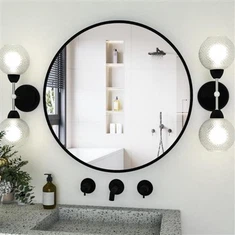 Gương kim loại đen tròn